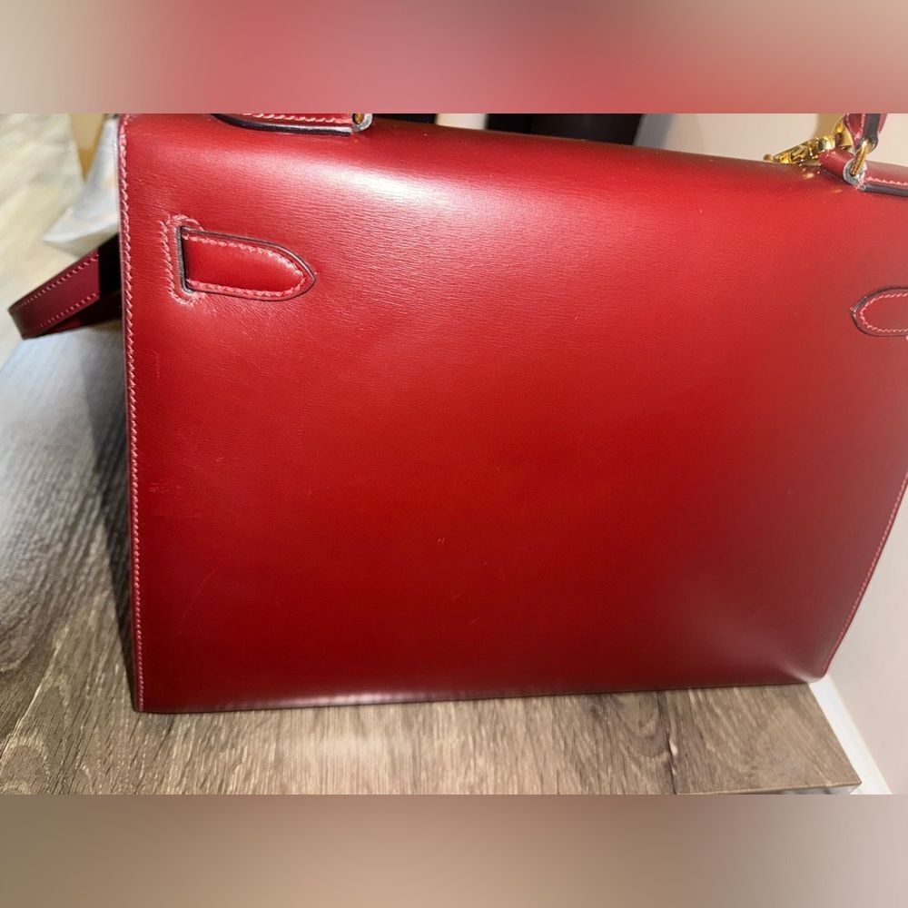 Hermes Kelly 32 Box Leather Rouge H Sellier Vintage - Picture 13 of 16